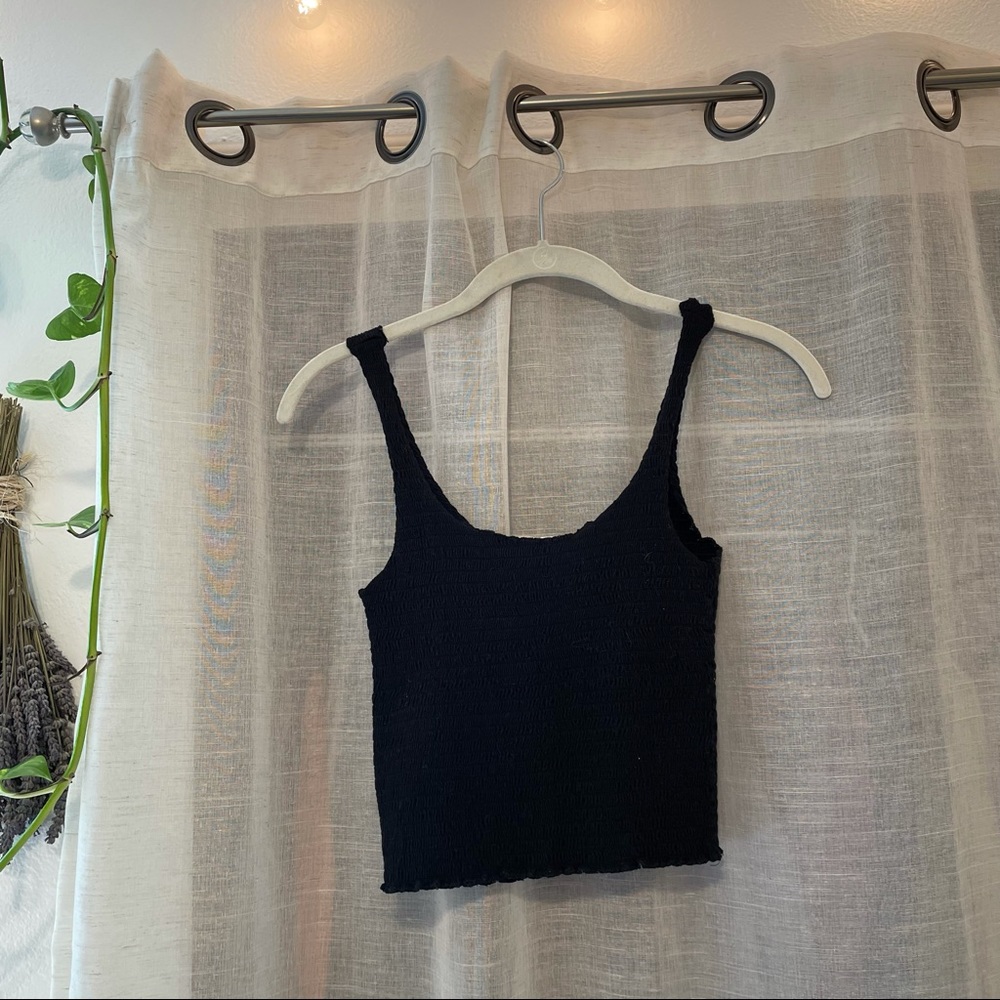 Forever 21 black smocked tank crop top
